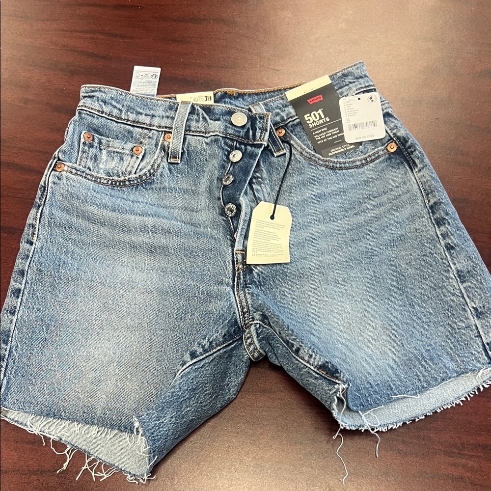 Levi's Blue Denim Button-Fly Shorts
